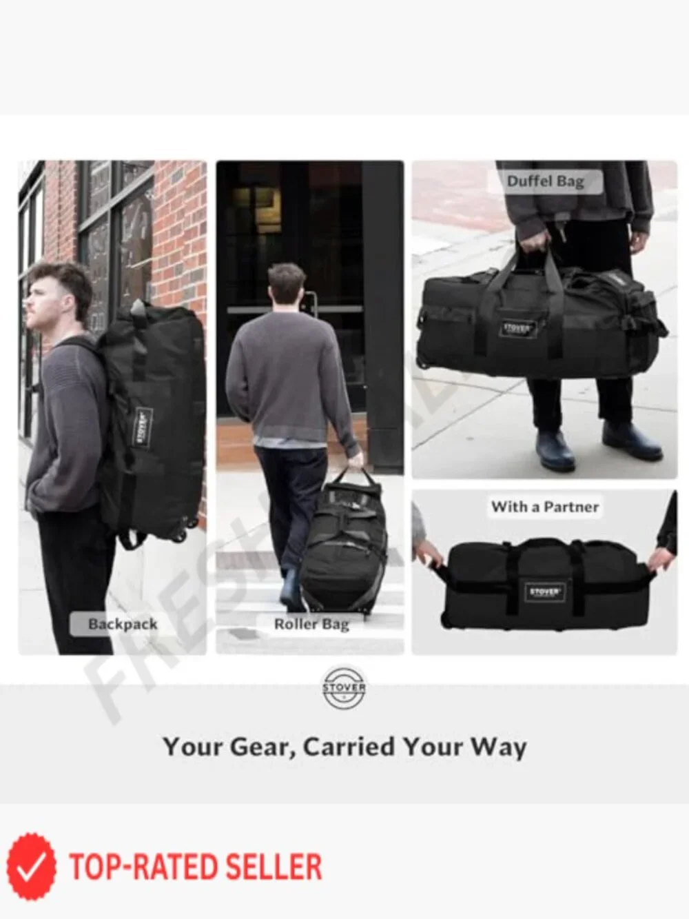 100L Rolling Duffel Bag with Wheels Heavy Duty Travel Luggage Backpack Straps